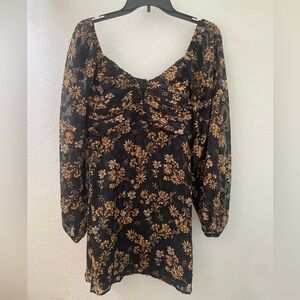 LuLus floral sweetheart neck dress